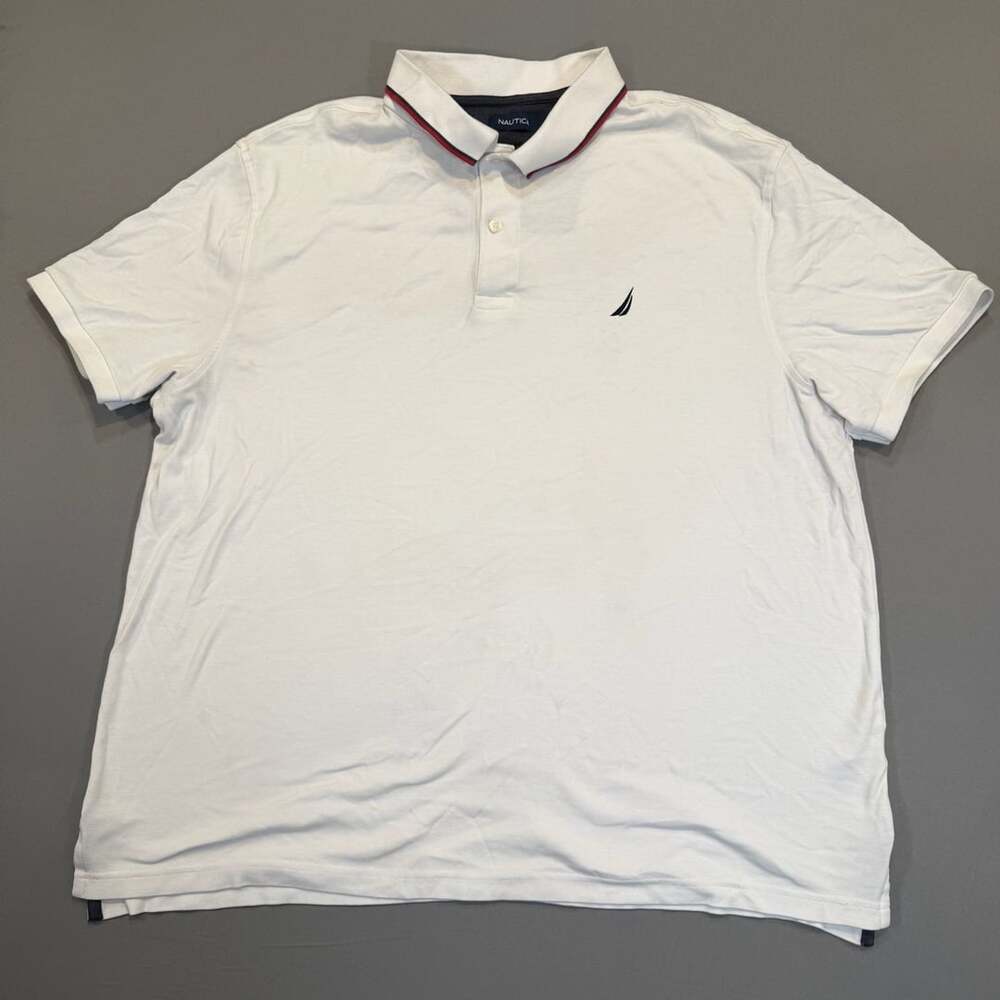 Nautica Polo Shirt Size 2XL White Tipped Collar Short Sleeve